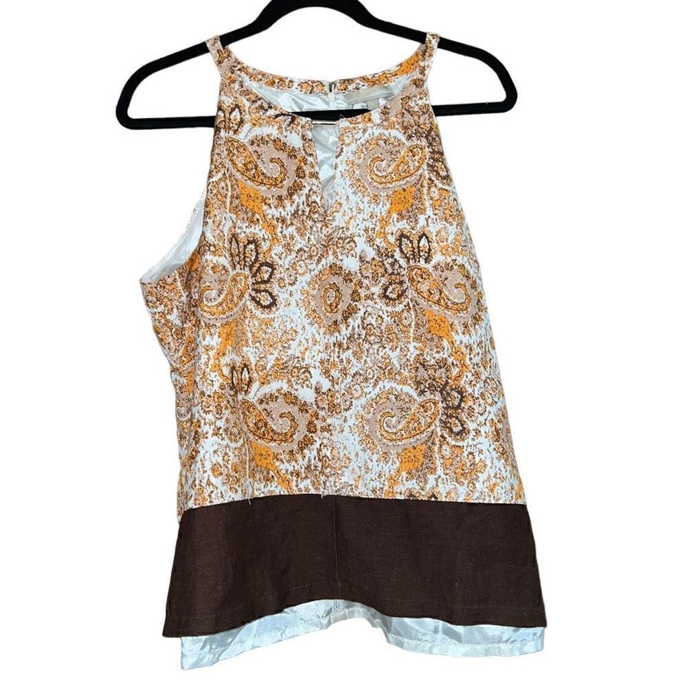 APPRAISAL Peek-a-Boo Embellished Print Lined Top Size XL